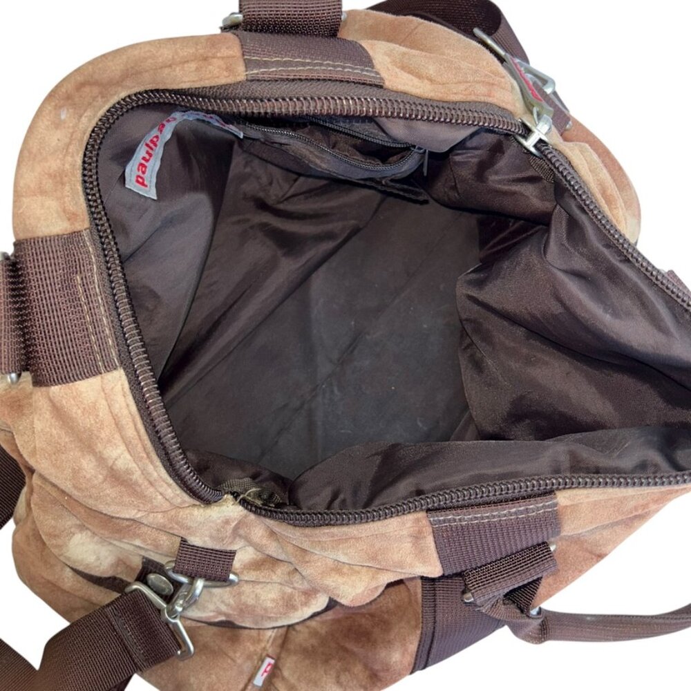 paulpac mocha brown tie dye look velvety duffle cross body bag purse - Picture 4 of 8